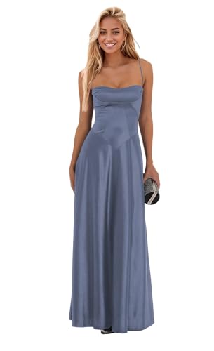 Satin Bridesmaid Dress Long for Women 2025 Bodycon Spaghetti Straps Formal Party Dresses IK063