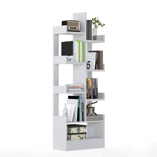 Image of Callas Adjustable Wood Desktop Storage Organizer Display Shelf Rack | Spice Rack | Counter Top Bookcase Book Shelf | Home Decor Display & Storage Rack Cabinet Unit | Parent (BR-12(White))