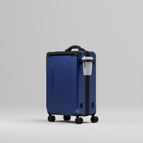 Image of TRAMORA Carry-on PRO (56cm) Cabin Trolley Bag & Free Backpack, Laptop Stand, Combination Lock, Phone Stand, Cup Holder, 8 Lockable Wheels, Polycarbonate Hard-Shell (T6 Standard, Indigo)
