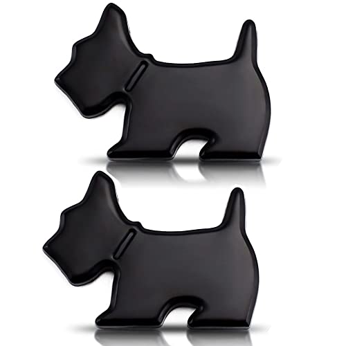 Image of 2pcs Head Front Dog Emblem Totem Logo Badge Car Sticker Auto Decoration Car Body Decal(Dog Black)