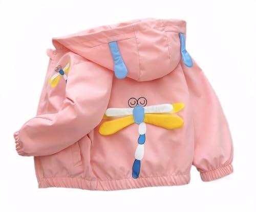 Vinmin Toddler Hooded Jacket Cartoon Dragonfly Zip Coat Little Girls Jacket Thin Fashion for Spring Autumn