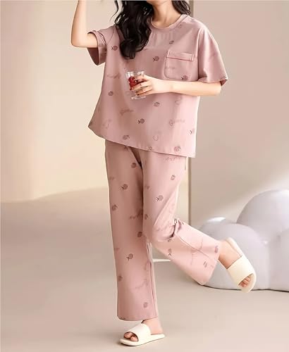 Image of Louis Luxe Womens Korean Night Dress || Full Pyjama Set || Korean Nightsuit || Women Nightwear ||Round Neck Full Sleeve Nightsuit || Loungewear || Everyday Nightdress (ND-09)