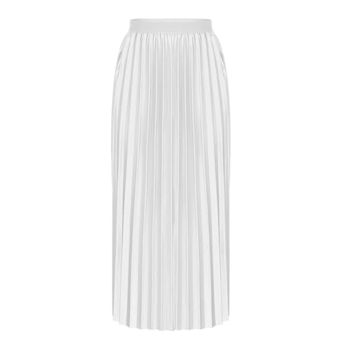 Boho Long Pleated Skirt for Women Elastic High Waisted A-line Maxi Skirts Fashion Casual Solid Swing Half Dress3