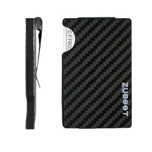 Slim RFID Wallet for Men – 3K Carbon Fiber Minimalist Front Pocket Wallet with Built-In Cash Clip – Lightweight, Durable Card Holder for Everyday Carry (Holds 16 Cards)