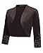 MINTLIMIT Velvet Bolero Cardiganss for Women 3/4 Sleeve Open Front Cropped Cardigans Soft Boleros Shrug Jackets for Evening Dresses (Dark Brown, Size L)