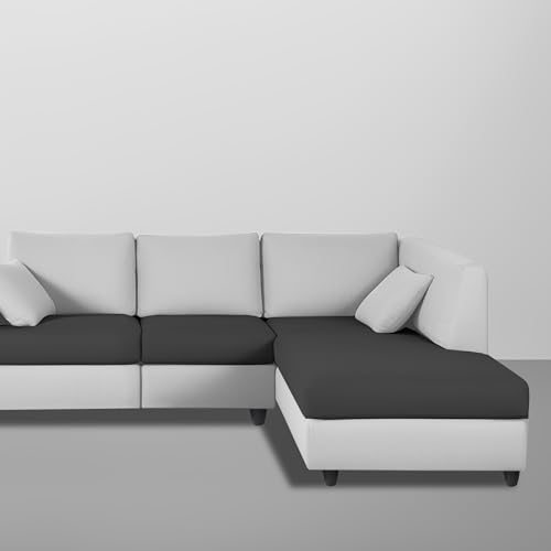 Image of Florian RHS 4 Seater L Shape Sofa Set for Living Room (Black Grey Fabric) Premium Fabric Sofa