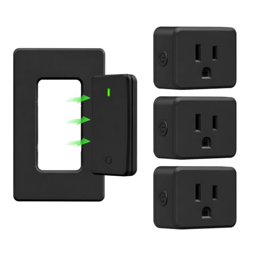Image of Greencycle Remote Control Outlet 3 Plugs,Black Detachable Wireless Switch