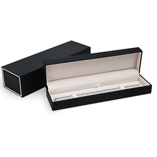 Ultra Smooth Soft Touch Bracelet Box - Bracelet & Necklace Box for Women & Men - Luxury Jewelry Box with Sleeve, Suede Interior & Secure Tabs - Ideal for Bracelet Jewelry Gift Box by AllurePack