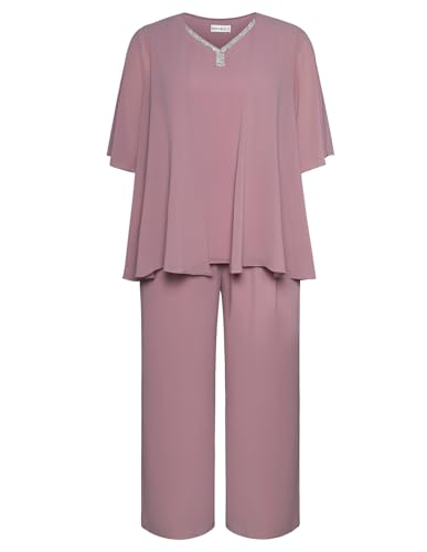 Hanna Nikole Pant Suits for Women Dressy Mother of The Bride 3 Piece Sets Wedding Chiffon Guest Outfit