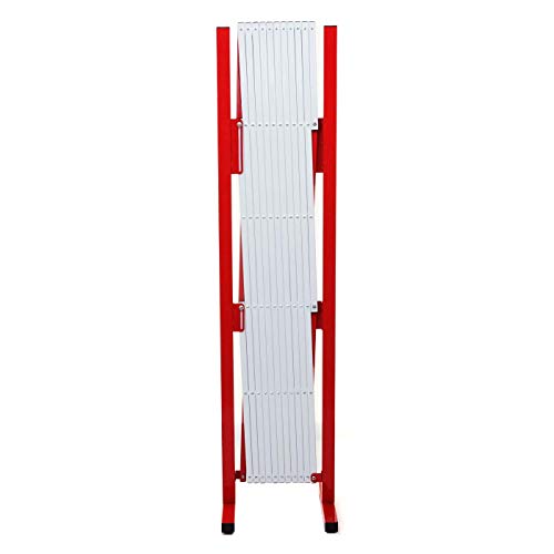 Absperrgitter HWC-B34, Scherengitter Zaun Schutzgitter ausziehbar, Alu rot-weiß - Höhe 153cm, Breite 36-300cm