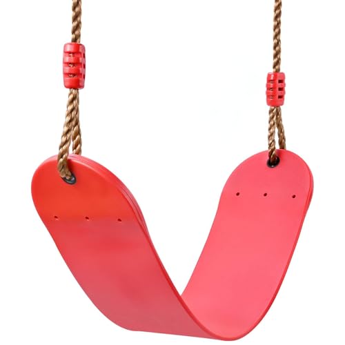 Thaibna Elastische Kinderschaukel Bunte EVA Soft Board U-förmige Schaukel Sitz Schaukel Kinder Garten Outdoor Schaukel (red)