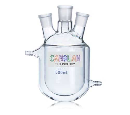 4-Necks Glass Jacketed Flask Reactor Vessel Double Layer 500ml