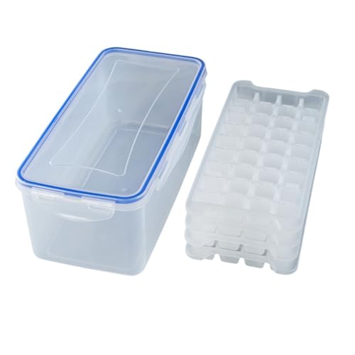 製氷皿 製氷道具 アイスメーカー プラスチック製氷室 アイスキューブ型 冷蔵庫用 家庭用アイスボックスセット 多層 蓋付き 大容量 冷凍庫 氷 保存箱 分解しやすい 食品用pp素材 調理器具 キッチン用品 4層構造 3.3L (4層144格子の密閉カバー(