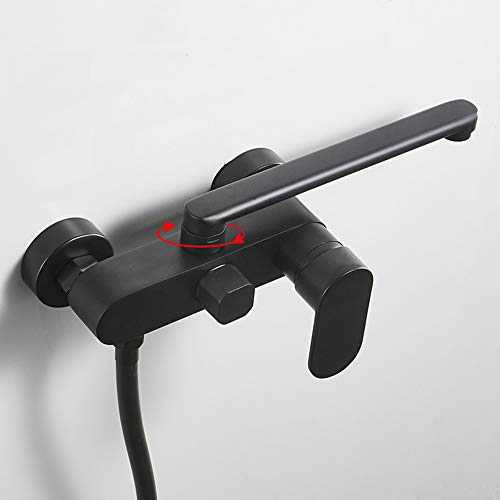 Grifo de bañera giratorio 360 de latón negro con ducha 7