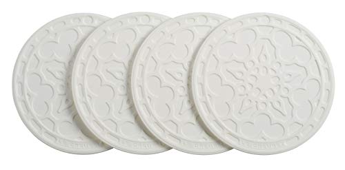 Le Creuset Silicone French Coasters Set of 4 - 4 diameter  White