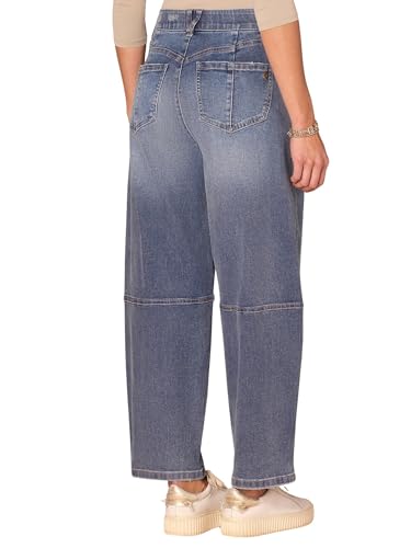 Democracy Women's Ab Solution Skyrise Side Panel Barrel Leg Jeans with Uneven Yoke4