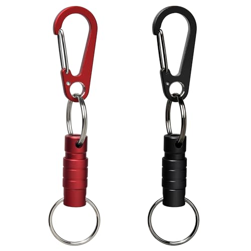 Image of Quick Release Keychain Clip, Small Carabiner Clip & Pull Apart Detachable Key Ring, Car Key Chain Hooks Keyring