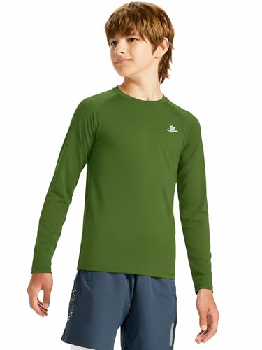 Image of DEVOROPA Youth Boys Compression Shirt Long /Short Sleeve Football Baseball Undershirt Quick Dry Kids Sports Baselayer Crewneck