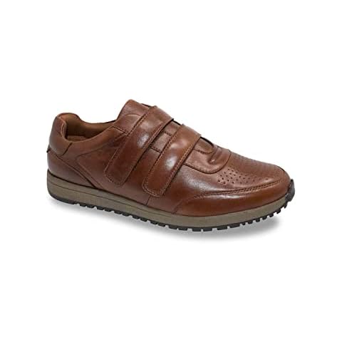 Pegasus | Mens | Leather Wide Fit Touch Fasten Trainer | Tan Cover