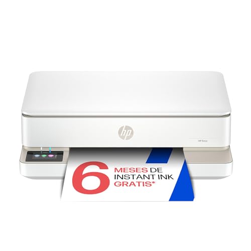 HP Envy 6120e 714L8B, Impresora multifunción de inyección de Tinta A4 a Color, Conexión Wi-Fi, Impresión a Doble Cara automática, hasta 10 ppm, 6 Meses de impresión Instant Ink, Blanca