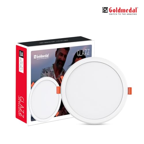 Image of Goldmedal Glazz 15W Round Ceiling Light | Recessed LED Downlight for False Ceiling |Cut Out :6.02 Inch | for Home,Hall,Room,Kitchen,Office,Shop |Cool Daylight (6500K), Pack of 20