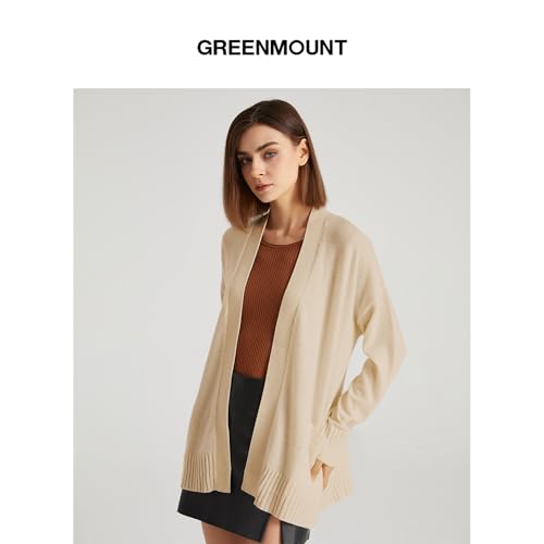 Image of GreenMount Women's 100% Pure Cashmere Cardigan Sweater Soft and Warm Long Sleeve Oversize Loose Cardigan with Pocket