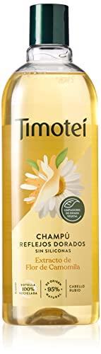 Timotei Shampooing reflets dorés pour cheveux blonds avec extrait de fleur de camomille avec nettoyants d'origine végétale, 95% d'ingrédients d'origine...