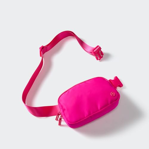 Image of Pander Two Way Zipper Fanny Pack Nylon Everywhere Belt Bag for Women, Water Repellent Waist Packs, Crossbody Bags with Adjustable Strap (Sonic Pink).