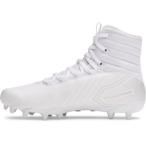 Under Armour Unisex Highlight JR Lacrosse Cleats, (100) White/White/Metallic Silver, 5.5, US by Under Armour - Used condition - US$73.37