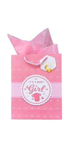Image of Flora Paperbags -Pack of 10 | Pink Baby Shower Design Paper Gift Bags for Return Gifts | Medium Size-23x30x9cm | Glossy Lamination | paper bags for Birthday | Holiday Presents