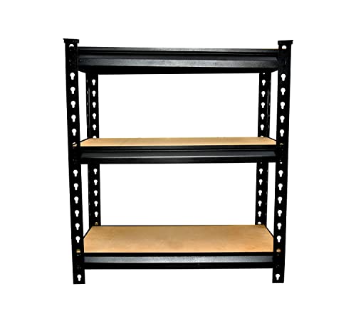 Image of 36 * 24 * 12 Inches 3 Shelves Black Matte Finish Adjustable Shelving Unit Storage Display Rack Steel Boltless Rivet Rack