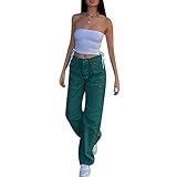 Durchdachtes Design: Reißverschluss- und Knopfdesign für einfaches An- und Ausziehen. Distressed-Jeans mit hoher Taille, lässige, weite Hosen mit weitem Bein, ausgebeulte Hosenmode, Streetwear mit geradem Bein, Patchwork-Streifen-Denim-Hose, e Girl y2k Jeans Clubwear.