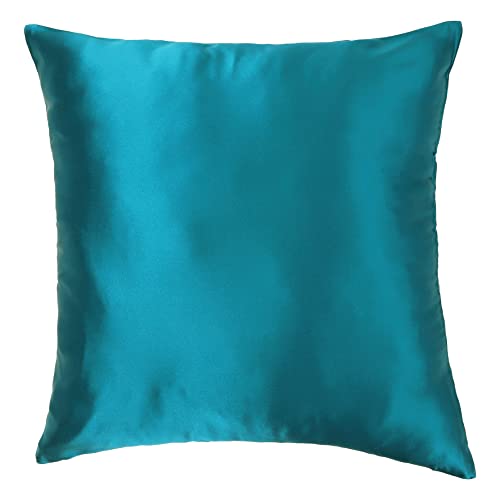 クッションカバー シルク100% 約45×45cm シルク サテン silk 絹 100% 19匁 16匁 ギフト かわいい おしゃれ 敏感肌 無地 花柄 人気 ファスナー ソファ ベッド インテリア カバー 母の日 (ブルー)