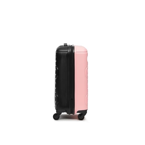Image of Yayavar Tokyo Textured ABS Hard-Sided Suitcase Bag - 35L| Dual Color Trolley with 4 Spinner Wheels, Number Lock, Water Resistant | Luggage Bag for Travel (Pink & Black, 56cm, Small)