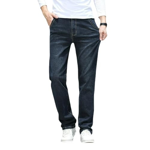 Jeans Pants Trousers Denim Fat Plus Size Washed Blue Stretch Casual Business Commuter Straight Leg for Men