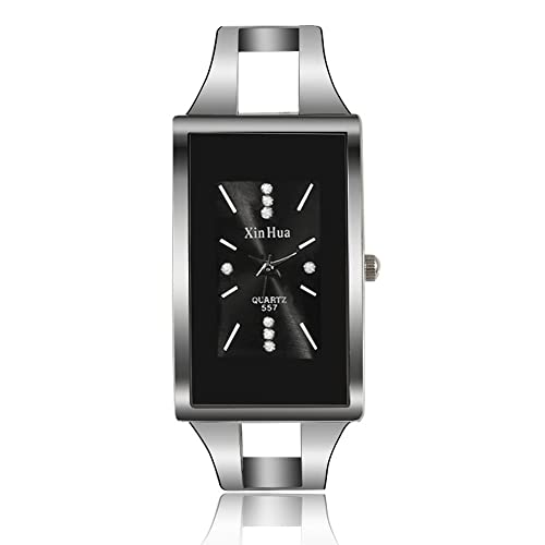 Montre analogique à quartz noire pour femme et jeune fille style épuré