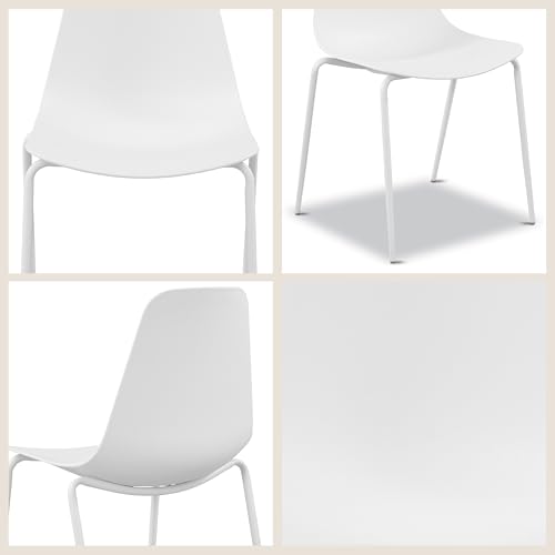 Image of Poly & BARK Isla Bar Stools Set of 3 - Counter Height Bar Stool for Kitchen - Set of Counter Stools - Indoor /Outdoor Barstools - Modern Kitchen Bar Stools - White