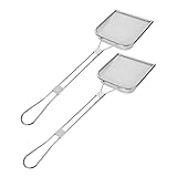 iplusmile 2 piezas Espumadera Cuadrada Inoxidable para Filtrar Grasa Colador de Malla Fina para Freír Alimentos Cucharón Grande Resistente para Cocina y Profesional