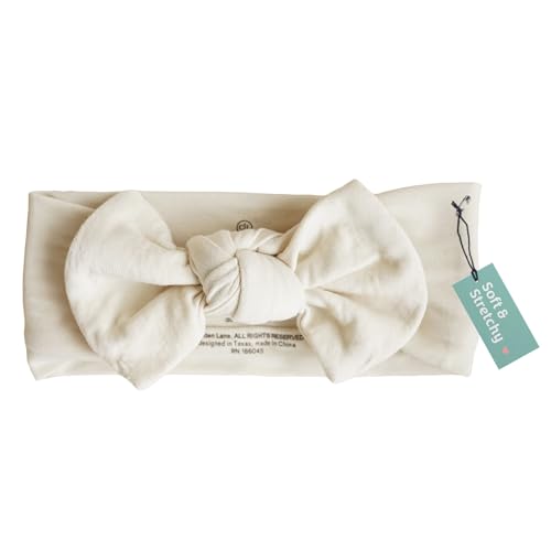 Image of Caden Lane Baby Headwrap with Knotted Bow, Soft & Stretchy Bamboo Viscose, Comfortable Infant Hairband for Newborn & Toddler Girls, Ideal Gift for Baby Shower & Milestone Celebration, Oat Beige