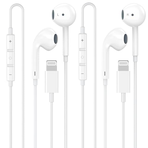 [Apple MFi Certified] for iPhone Headphones Wired Earbuds/Earphones with Built-in Microphone & Volume Control HiFi Stereo Nosie Reduction Compatible for iPhone 14 13 12 11 Pro Max XS XR X 8 7, 2 Pack