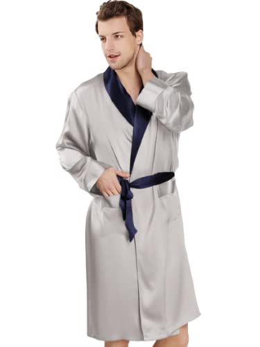 Silver Men Satin Robe Free Size