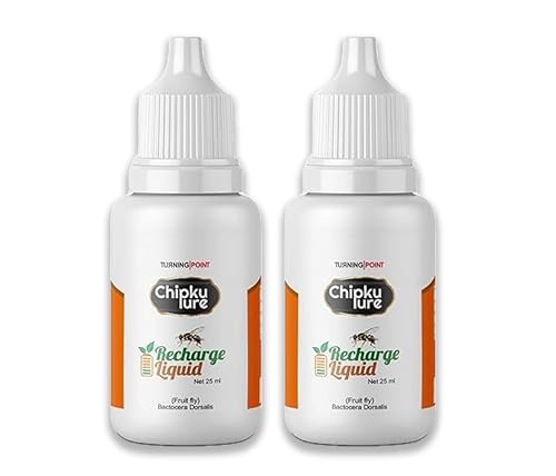 Chipku - Fruit Fly Bactocera Dorsalis attractant Recharge Liquid Methyl Eugenol, Long Lasting 100% Organic, Easy to Use for Mango, Papaya, Spota, Guava, Pomegranate, Sweet Fruit- 25 ml (Pack of 2)