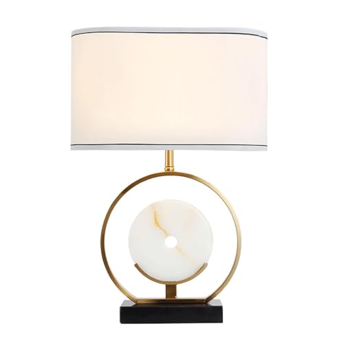 Lampe de bureau en marbre haut de gamme avec abat-jour en tissu élégant
