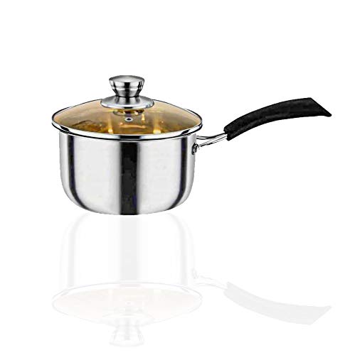 2 Quart Saucepan with Lid Cover Stainless Steel Nonstick Sauce Pan Milk Pot Butter Warmer Melting Pot with Heatproof Handle Multipurpose Cooking PanPot Cookware for Home Kitchen Restaurant