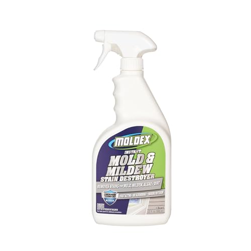 Moldex Mold & Mildew Surface Stain Cleaner with Bleach 32 oz Fast Acting Spray for Tile Grout Siding and Outdoor Surfaces