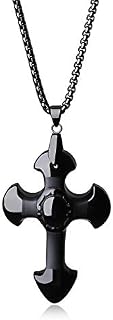 COAI Religious Obsidian Cross Pendant Chain Necklace