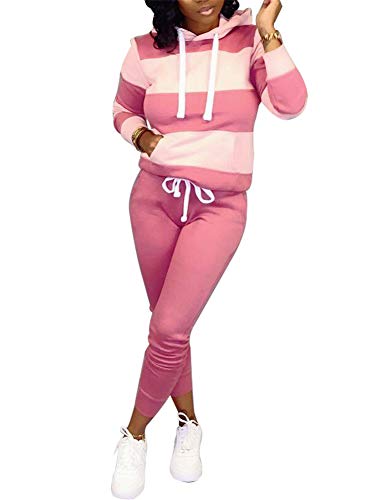Track Suit for Women Set Casual Two Piece Outfits Hoodies Sweatsuits Juniors Tops Skinny Long Pants Jogging Suits Matching Sets Pink