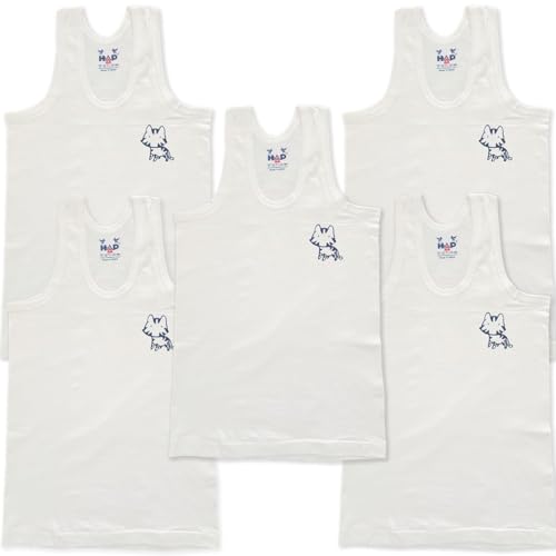 Image of HAP Boy's Cotton White Vest (Pack of 5)