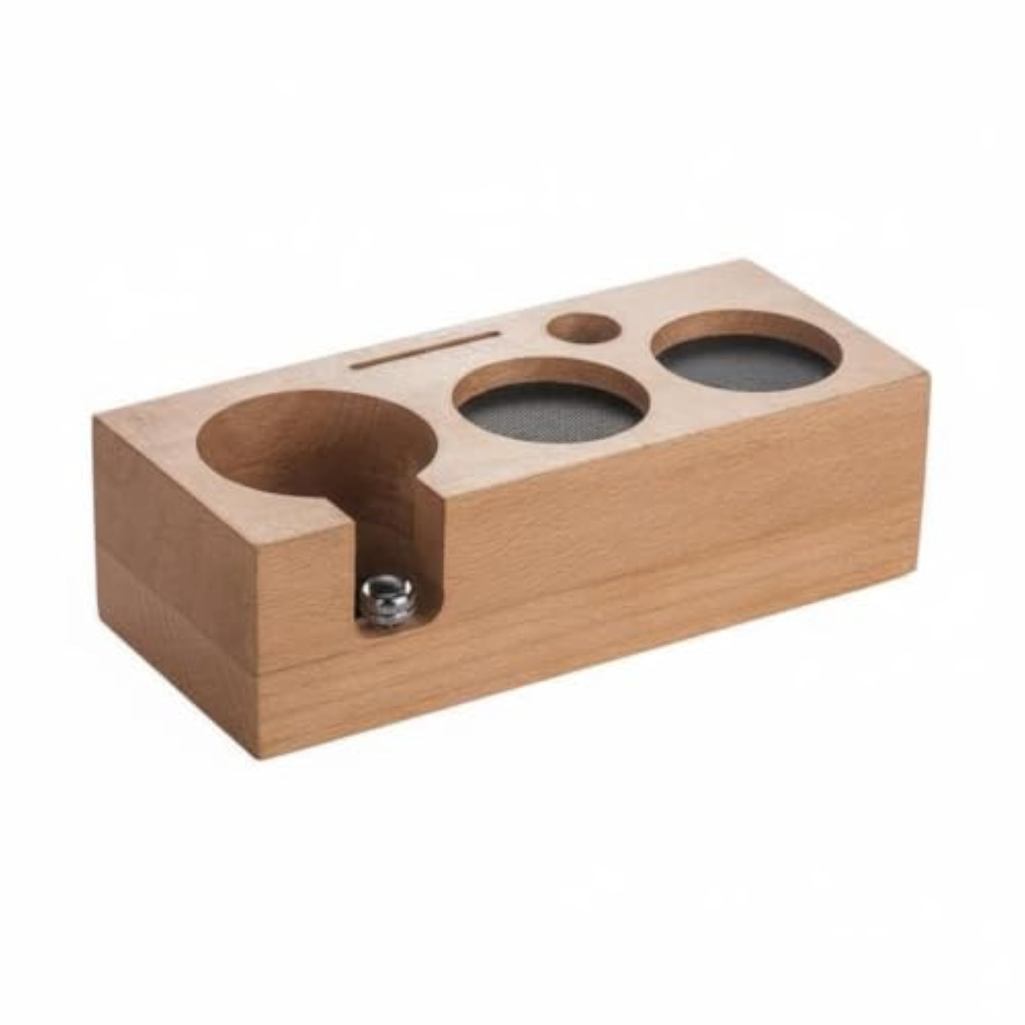Walnut Wood Espresso Tamping Station Multi-Slot Design Coffee