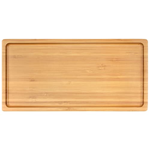BambooMN Organic Bamboo Serving Tray, Vanity, Tea Serving, Appetizers, Snacks, Charcuterie Board - Rounded Edges, 11'x5.5'x0.6' - 1 Tray